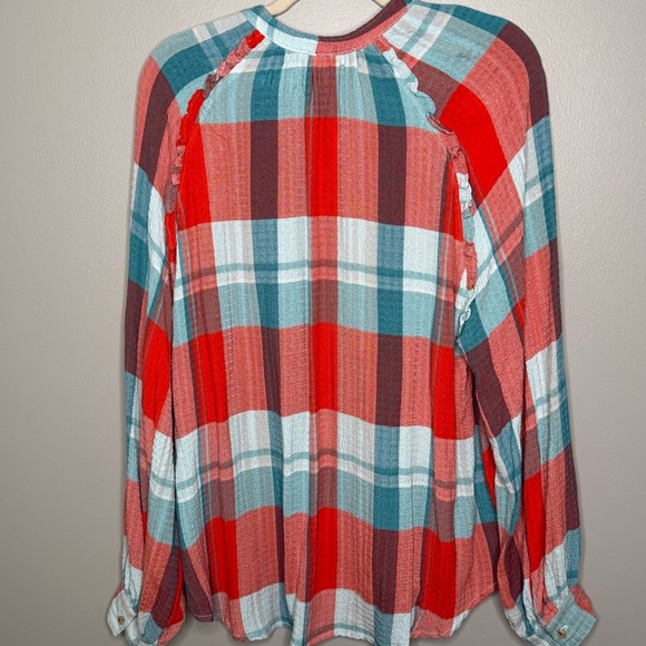 Pilcro Breezy button down long sleeve plaid top Women's size XL - Picture 3 of 8